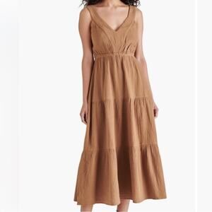 Steve Madden Amira Tiered Cotton Midi Dress - Toast S